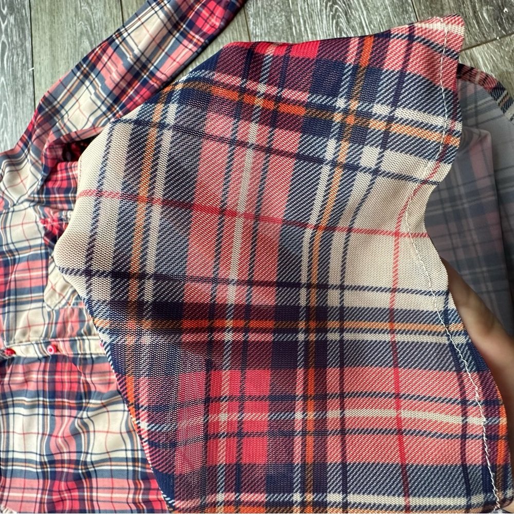 Hot & Delicious Womens Sheer Button-Up Plaid Size Medium - Picture 4 of 10